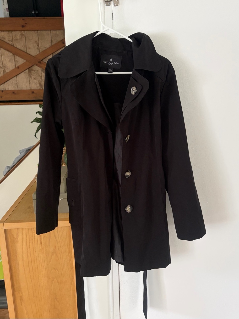 London Fog Black Women's Trench Coat with Button Front